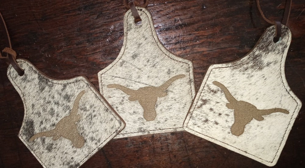 Leather Ear Tag Car Freshie, Longhorn