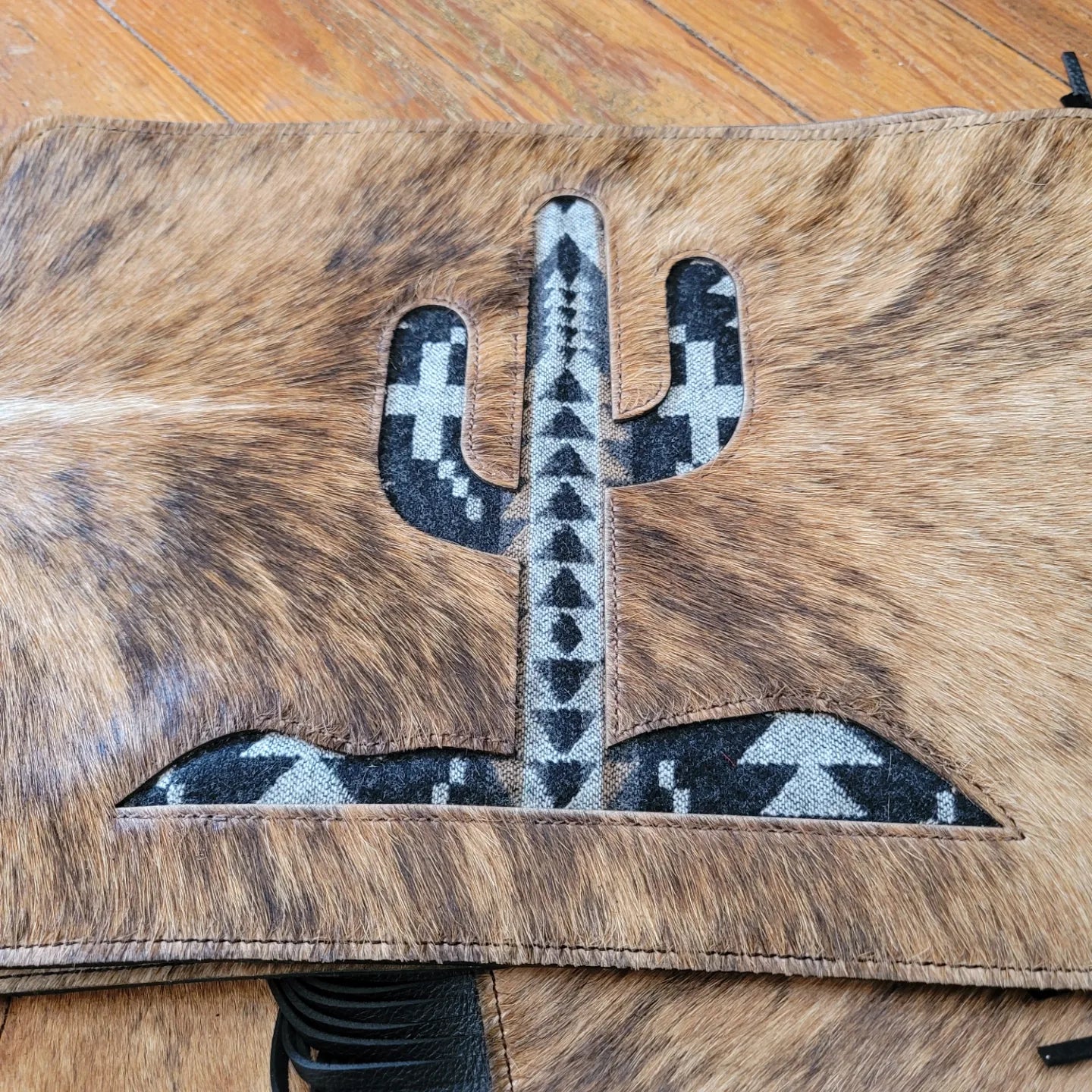 Leather and Hair-on Cactus with Wool Inlay Placemat Set