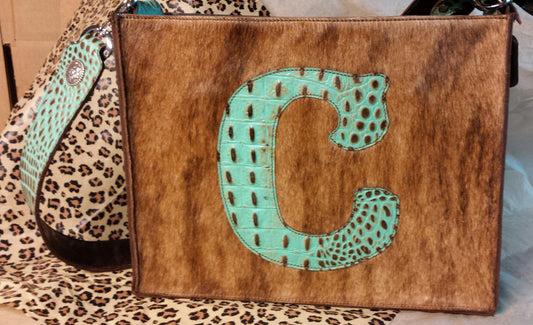 Leather and Cowhide, Box Style w/initial