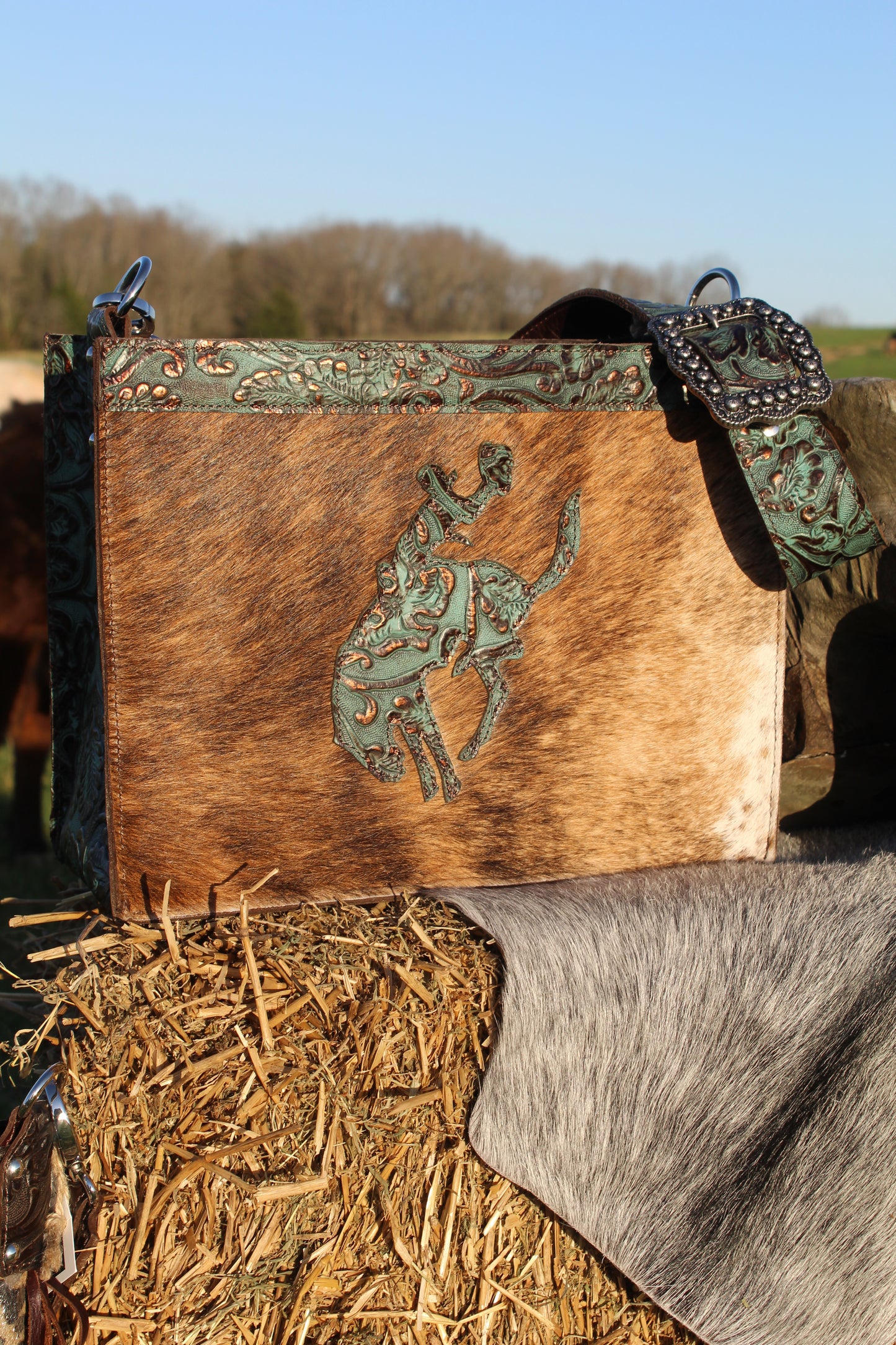 Box Style 13x10, Cowboy Tooled Turquoise and Copper