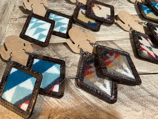 Large, Wool Inlay Earring