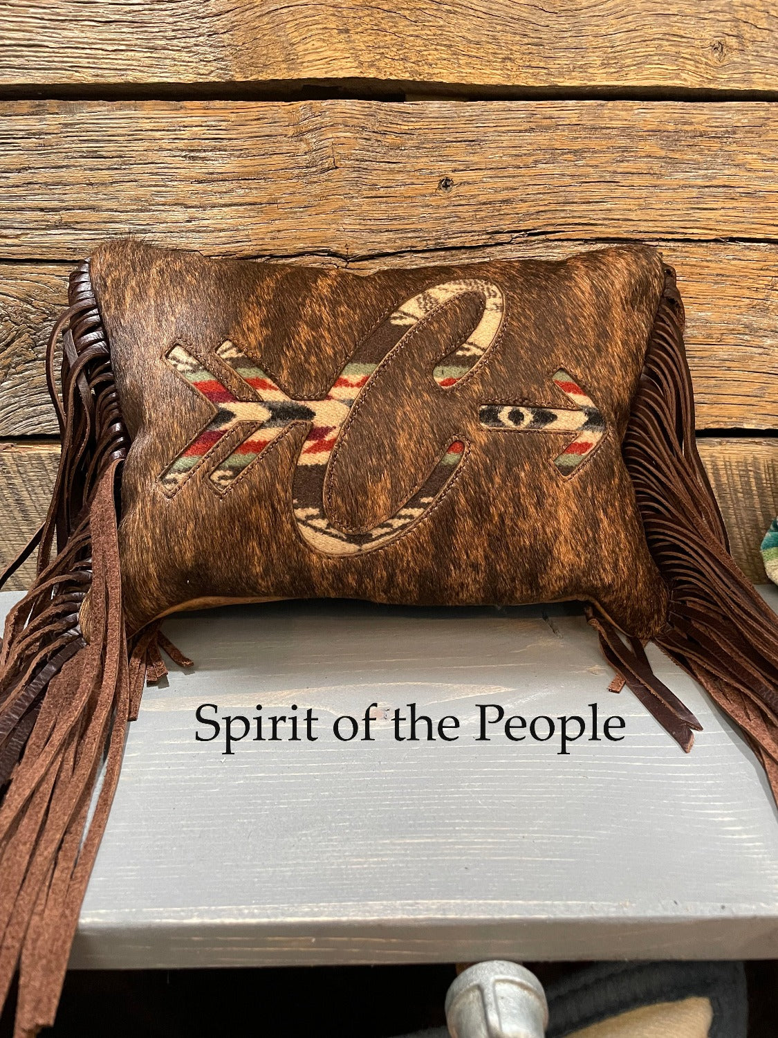 Spirit of the People Wool Inlay Custom Brand Pillow, Small Rectangle