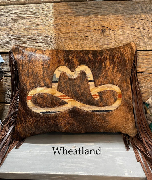 Wheatlands Wool Inlay Custom Brand Pillow, Rectangle